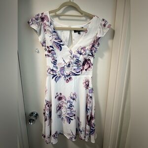 Lulus Floral Print Backless Skater Dress, XS